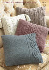 Hayfield 9804 Cushion Covers knit in #4 Worsted weight 